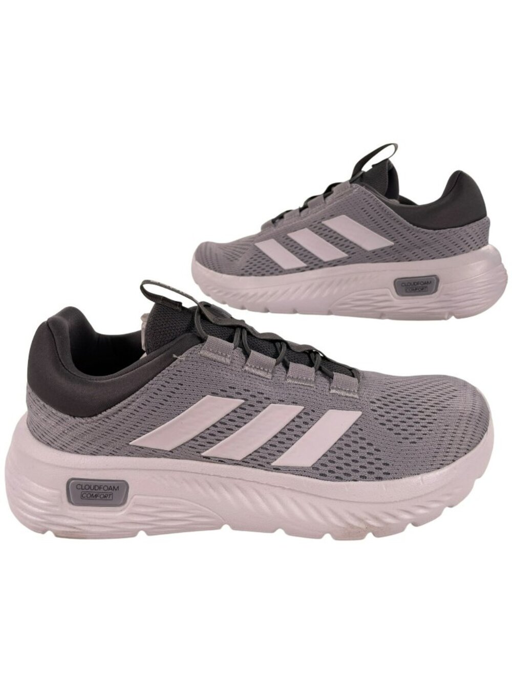 Adidas Cloudfoam Shoes Comfy EL Running Sports Shoes Gray & White Men's Sz 9 NEW